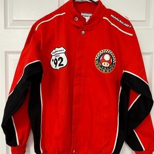 Mario Kart Men’s Adult Red and Black Canvas Racing Jacket XS NWT